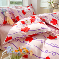 HKM-559315 Soft Cotton Four-Piece Bedding Set with Pillowcases and Duvet Cover in Modern Design