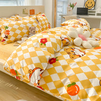 HKM-559315 Soft Cotton Four-Piece Bedding Set with Pillowcases and Duvet Cover in Modern Design