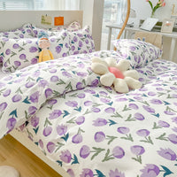 HKM-559315 Soft Cotton Four-Piece Bedding Set with Pillowcases and Duvet Cover in Modern Design