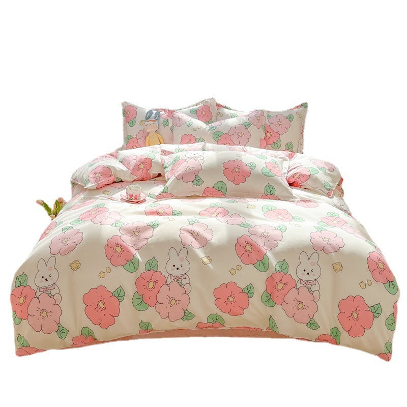 HKM-559315 Soft Cotton Four-Piece Bedding Set with Pillowcases and Duvet Cover in Modern Design