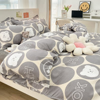 HKM-559315 Soft Cotton Four-Piece Bedding Set with Pillowcases and Duvet Cover in Modern Design