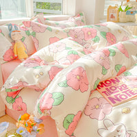 HKM-559315 Soft Cotton Four-Piece Bedding Set with Pillowcases and Duvet Cover in Modern Design