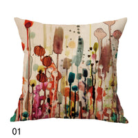 HKM-559379 Bird Pattern Linen Cushion Cover, 45x45cm, Oil Painting Design
