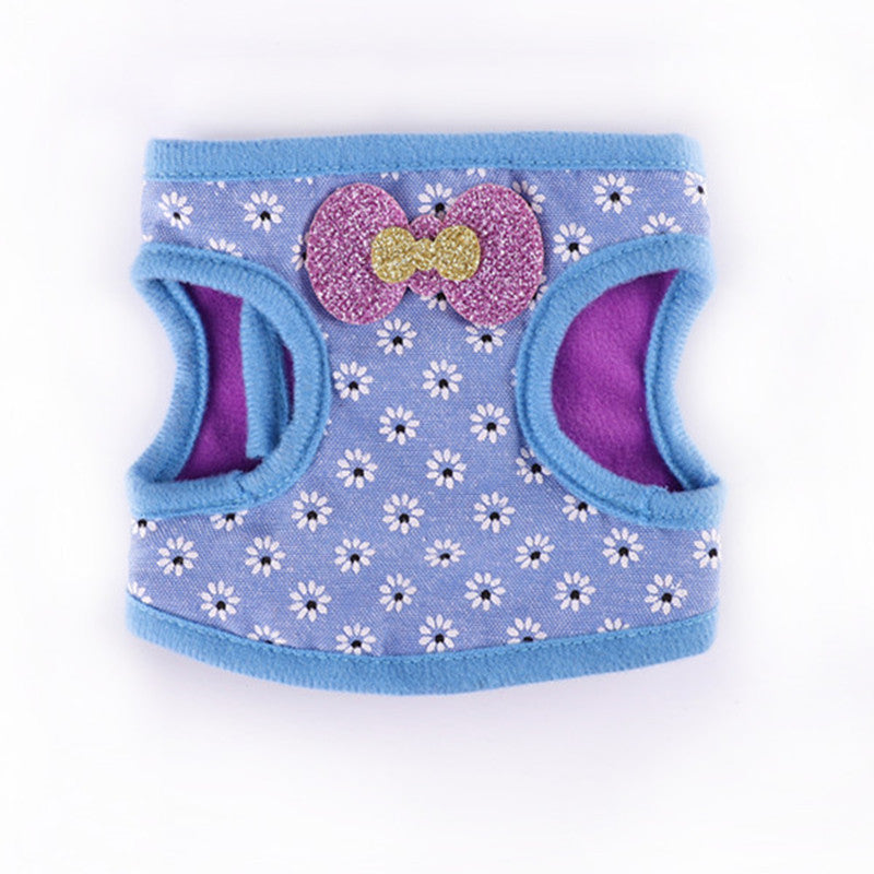HKM-559507 Rabbit and Guinea Pig Chest Harness with Traction Rope - Cotton Blend, Adjustable Sizes in Red, Pink, and Blue