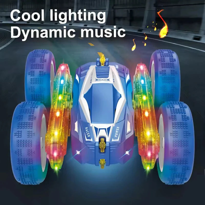 HKM-559571 Double-Sided 2.4G RC Stunt Car with Lights and Spray, 360° Rotation, Remote Control, for Ages 5 and Up
