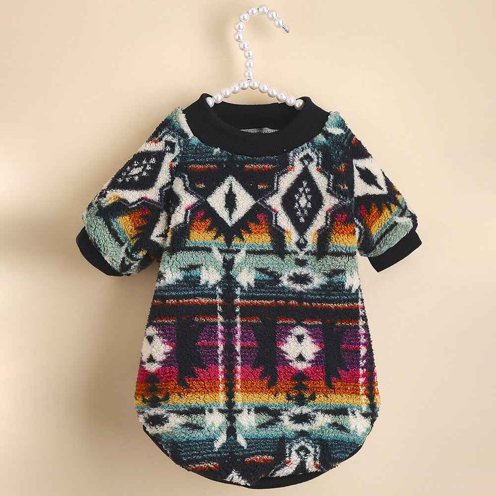 HKM-559571 Ethnic Style Thickened Fleece Sweatshirt for Cats and Dogs