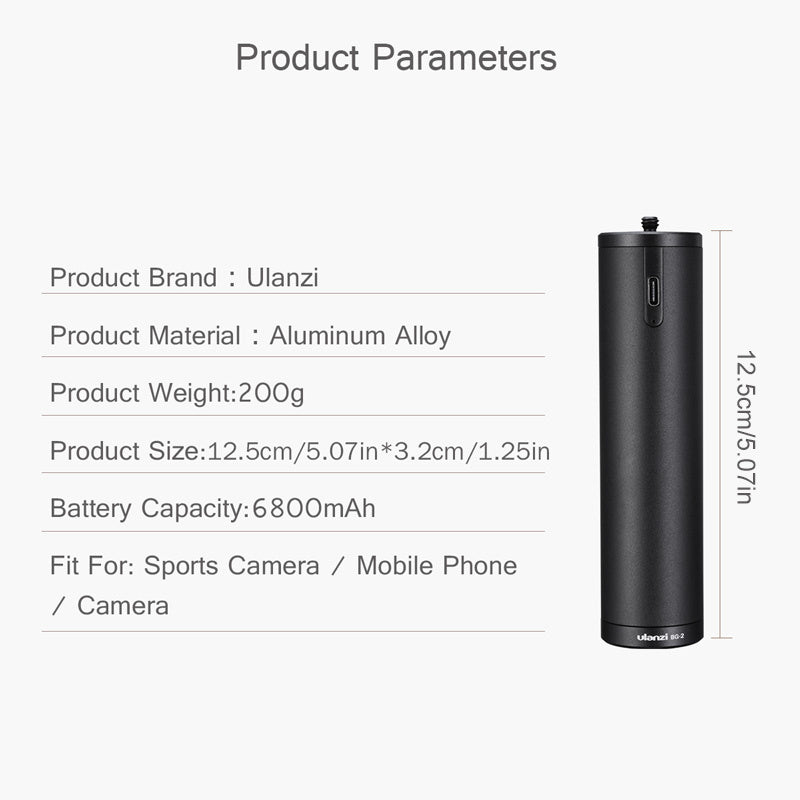 HKM-559699 Portable Aluminum Alloy Charging Handle with 6800mAh Battery Capacity - 12.5cm x 3.2cm