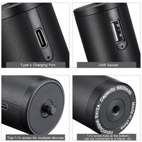 HKM-559699 Portable Aluminum Alloy Charging Handle with 6800mAh Battery Capacity - 12.5cm x 3.2cm