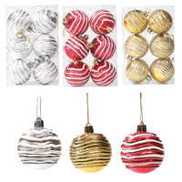 HKM-559763 6cm Zebra Pattern Decorative Christmas Balls in Gold, Silver, and Red - Set of 6