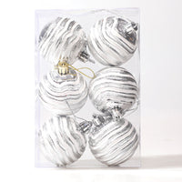 HKM-559763 6cm Zebra Pattern Decorative Christmas Balls in Gold, Silver, and Red - Set of 6