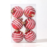 HKM-559763 6cm Zebra Pattern Decorative Christmas Balls in Gold, Silver, and Red - Set of 6