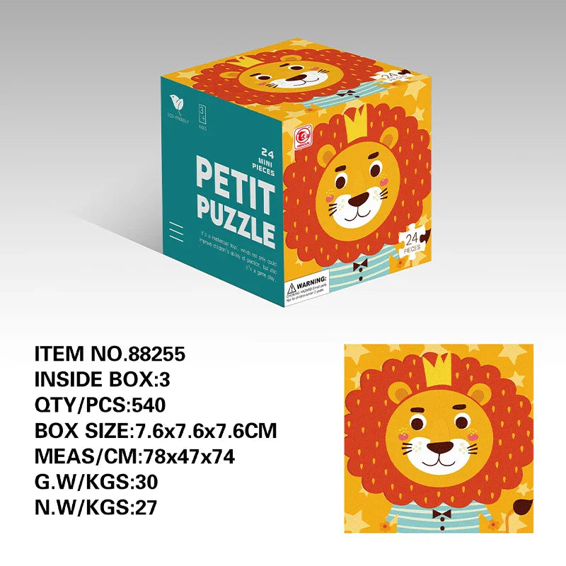 HKM-559891 24-Piece Cartoon Animal Jigsaw Puzzle for Early Learning and Memory Development
