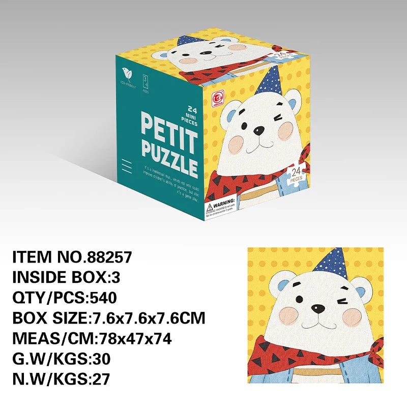 HKM-559891 24-Piece Cartoon Animal Jigsaw Puzzle for Early Learning and Memory Development
