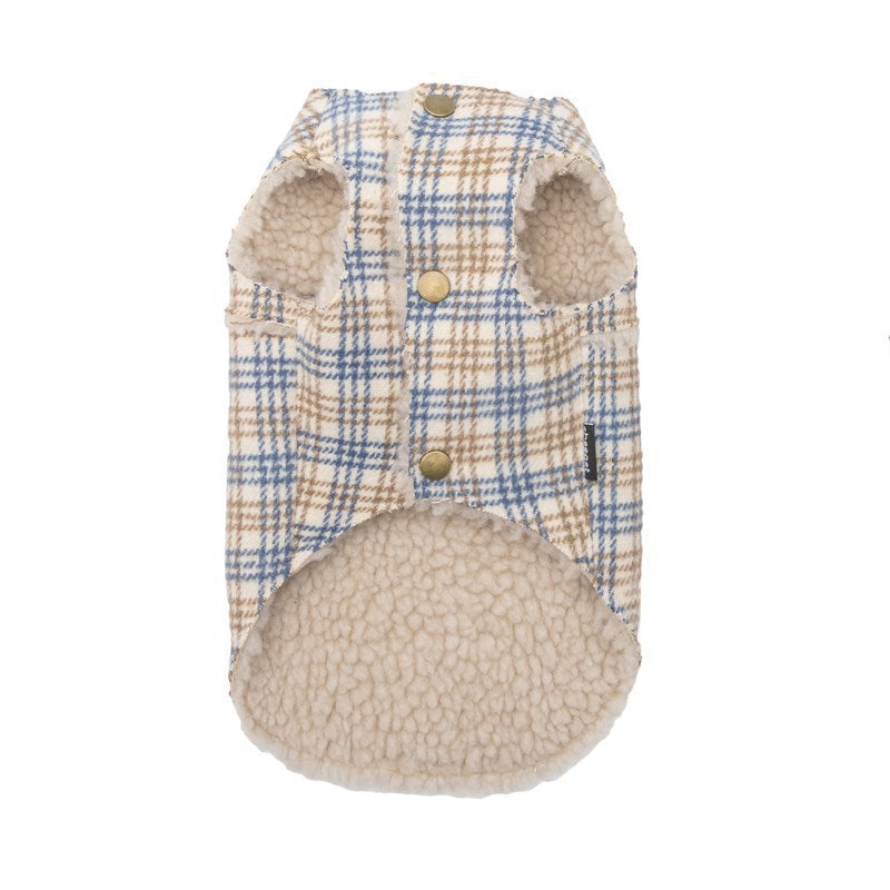 HKM-559955 Cozy Cotton-Padded Velvet Vest for Small Dogs and Cats in Pink and Blue