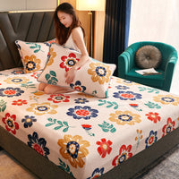 HKM-560147 Luxurious Golden Sable Flannel Mattress Cover - Single Velvet Bedspread for Winter Comfort