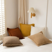 HKM-560275 Solid Color Plush Pillow Cushion for Sofa and Bedside - 45x45cm