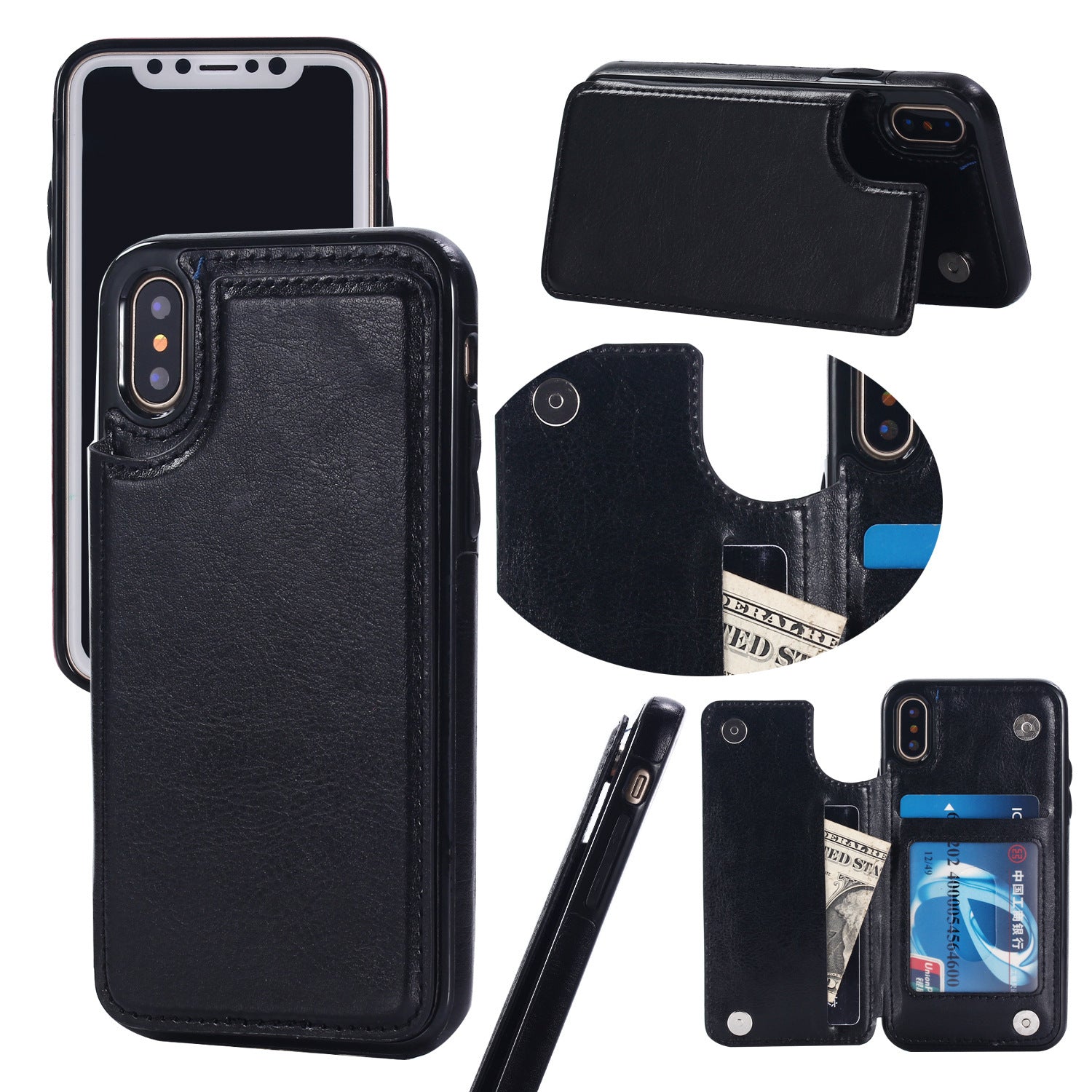 HKM-560403 Protective Leather Case for iPhone XS with All-Inclusive Edge Design