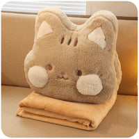 HKM-560467 Two-in-One Plush Throw Pillow & Small Blanket Set - Various Cute Designs