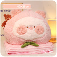 HKM-560467 Two-in-One Plush Throw Pillow & Small Blanket Set - Various Cute Designs