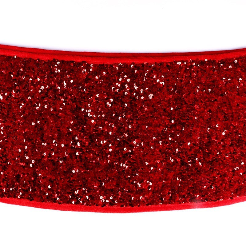 HKM-560595 Red Sequin Christmas Tree Skirt for Festive Holiday Decoration