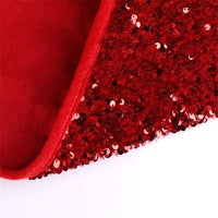 HKM-560595 Red Sequin Christmas Tree Skirt for Festive Holiday Decoration