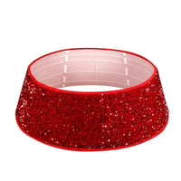 HKM-560595 Red Sequin Christmas Tree Skirt for Festive Holiday Decoration