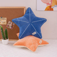 HKM-560595 Royal Blue and Orange Starfish Suede Soft Shell Pillow Cushion 40 cm