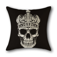 HKM-560851 Skull Print Linen Cushion Cover for Sofa and Bed - Decorative 45x45cm Pillow Case