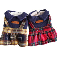 HKM-560915 Plaid College Collar Skirt for Cats in Yellow and Red, Sizes XS to XL