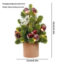 HKM-561107 Mini Desktop Christmas Tree with LED Pine Cone Ornaments, 32cm, Plastic, Red/Champagne/Dark Brown