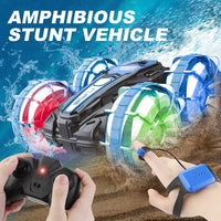 HKM-561299 Amphibious Double-Sided RC Stunt Car with Lights and 360 Degree Rotation for Indoor and Outdoor Fun
