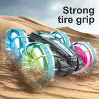 HKM-561299 Amphibious Double-Sided RC Stunt Car with Lights and 360 Degree Rotation for Indoor and Outdoor Fun