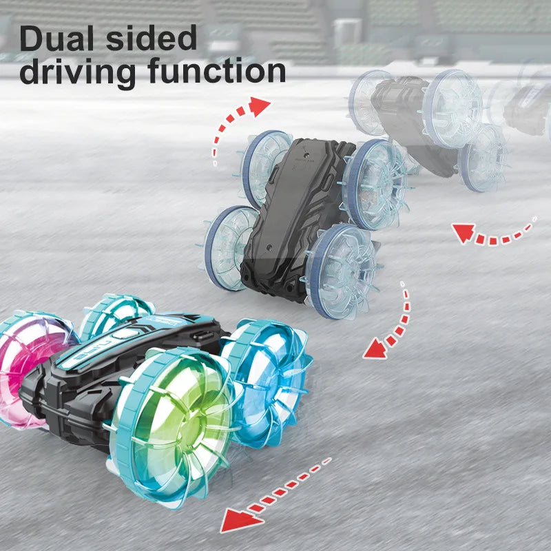 HKM-561299 Amphibious Double-Sided RC Stunt Car with Lights and 360 Degree Rotation for Indoor and Outdoor Fun