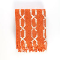 HKM-561299 Cozy Knitted Chenille Blanket Shawl - Bohemian Style Sofa Cover in Gray, Orange, Beige, Dark Green, Turmeric