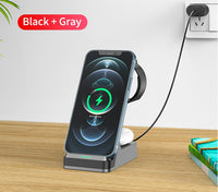 HKM-561363 Three-in-One Wireless Charger with USB Interface - Fast Charging in Black and White