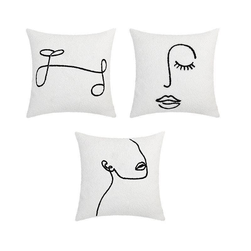 HKM-561427 Nordic Style Solid Color Embroidered Pillowcase 45x45cm