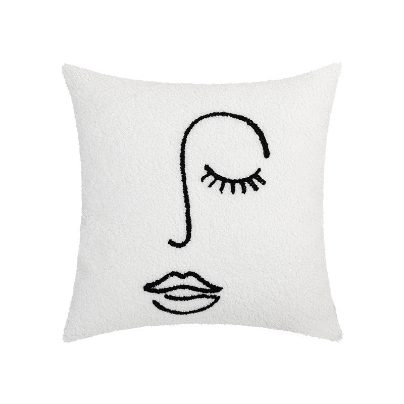 HKM-561427 Nordic Style Solid Color Embroidered Pillowcase 45x45cm