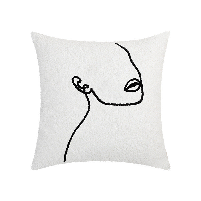 HKM-561427 Nordic Style Solid Color Embroidered Pillowcase 45x45cm