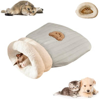 HKM-561491 Cozy Velvet Cat Sleeping Bag with Plush Interior for Indoor Cats and Kittens