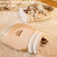 HKM-561491 Cozy Velvet Cat Sleeping Bag with Plush Interior for Indoor Cats and Kittens