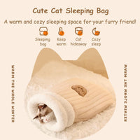 HKM-561491 Cozy Velvet Cat Sleeping Bag with Plush Interior for Indoor Cats and Kittens