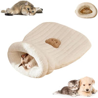 HKM-561491 Cozy Velvet Cat Sleeping Bag with Plush Interior for Indoor Cats and Kittens