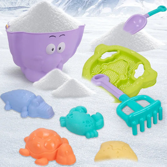 KTX-561555 Hippo-Shaped Bucket Sand Toys Set for Kids - Colorful Beach Storage for Outdoor Play