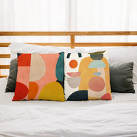 HKM-561683 Geometric Abstract Pattern Sofa Backrest Cushion Cover - Peach Skin Material, 45x45cm