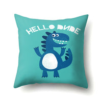 HKM-561747 Dinosaur Icon Polyester Throw Pillow Cover - Single-Sided Cushion Case, 45cm