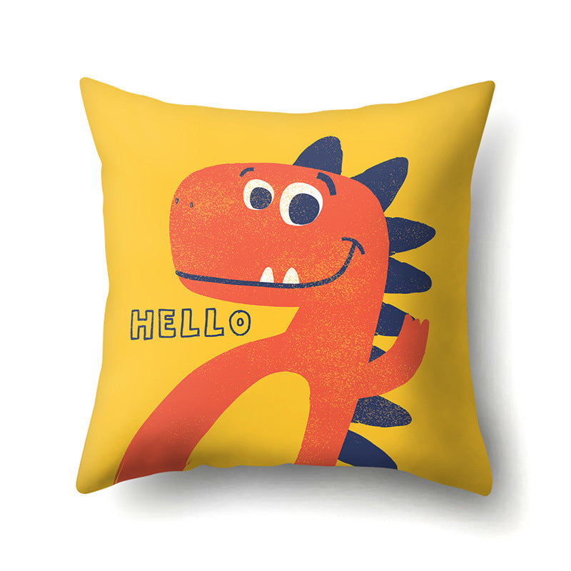 HKM-561747 Dinosaur Icon Polyester Throw Pillow Cover - Single-Sided Cushion Case, 45cm