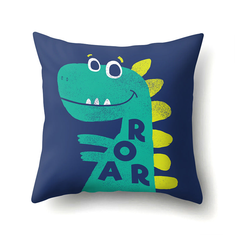 HKM-561747 Dinosaur Icon Polyester Throw Pillow Cover - Single-Sided Cushion Case, 45cm
