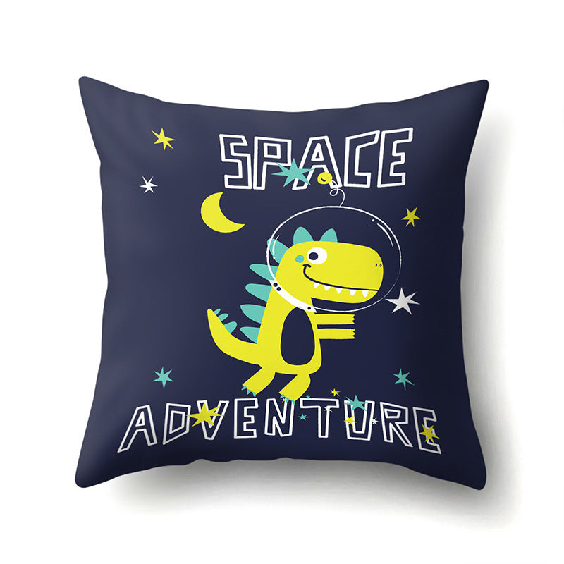 HKM-561747 Dinosaur Icon Polyester Throw Pillow Cover - Single-Sided Cushion Case, 45cm