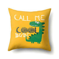 HKM-561747 Dinosaur Icon Polyester Throw Pillow Cover - Single-Sided Cushion Case, 45cm