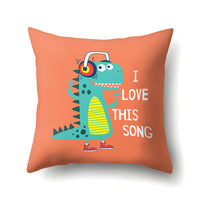 HKM-561747 Dinosaur Icon Polyester Throw Pillow Cover - Single-Sided Cushion Case, 45cm